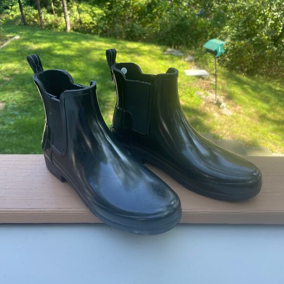 Hunter Original Chelsea Gloss Rain Boots Black Women’s Size 7 Waterproof Slip-On - Picture 9 of 16